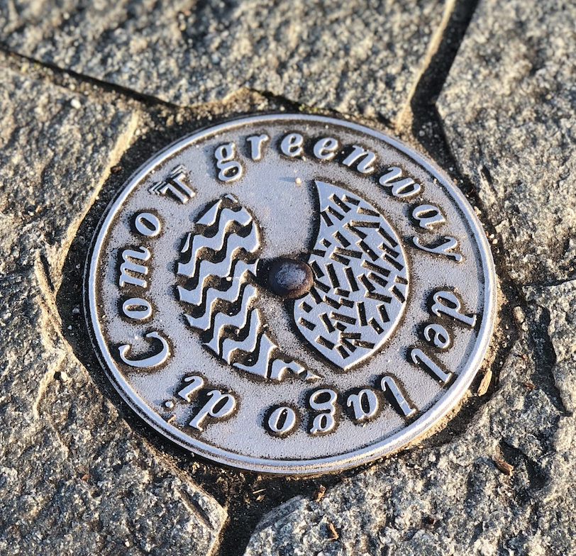 Segnale della greenway del Lago di Como